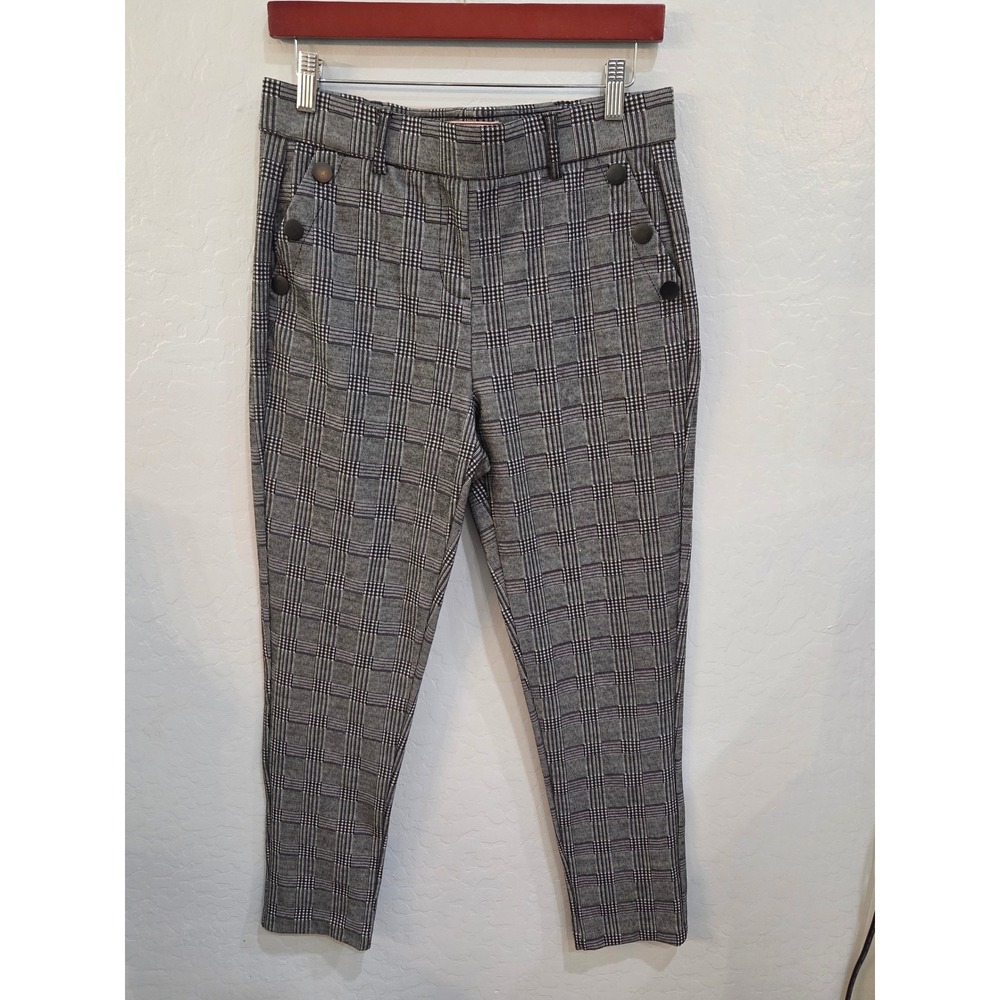 Miss Ashley Petite Grey Glen Plaid Sailor Button Ankle Trousers Pants PM Woman